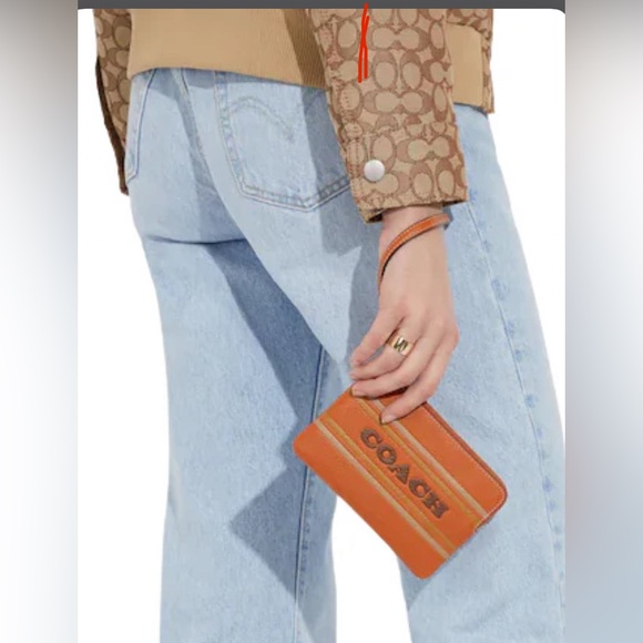 COACH Corner Zip Wristlet With Coach Stripe - Picture 3 of 7